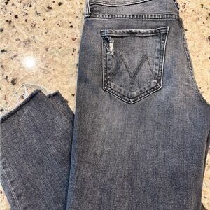 MOTHER Distressed Skinny Jeans – Gray Wash – Size 27
